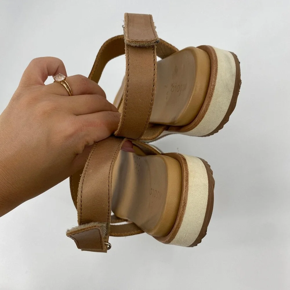Nisolo Go-To Flatform Sandal Womens 6.5 Brown Leather Ankle Strap